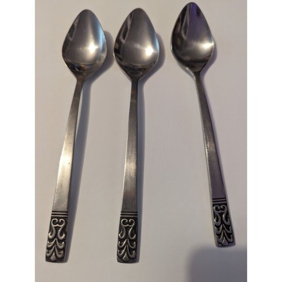 VTG CARLYLE Hong Kong stainless cameo pattern lot 3teaspoons replacement - Picture 5 of 9